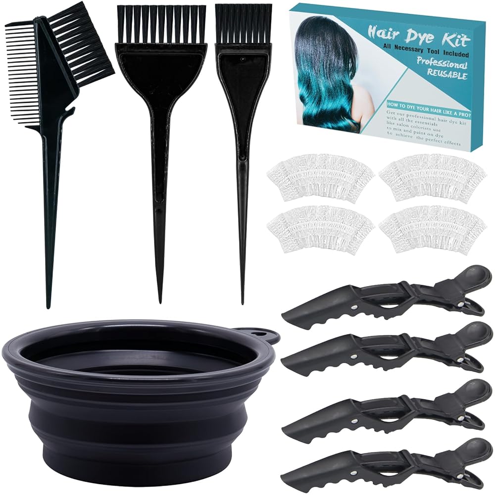 12-Piece Skilled Hair Bleach Equipment with Dye Brush, Colour Bowl, Earmuffs, and Clips for Salon-High quality Hair Dyeing, House Hair Coloring, and Highlighting