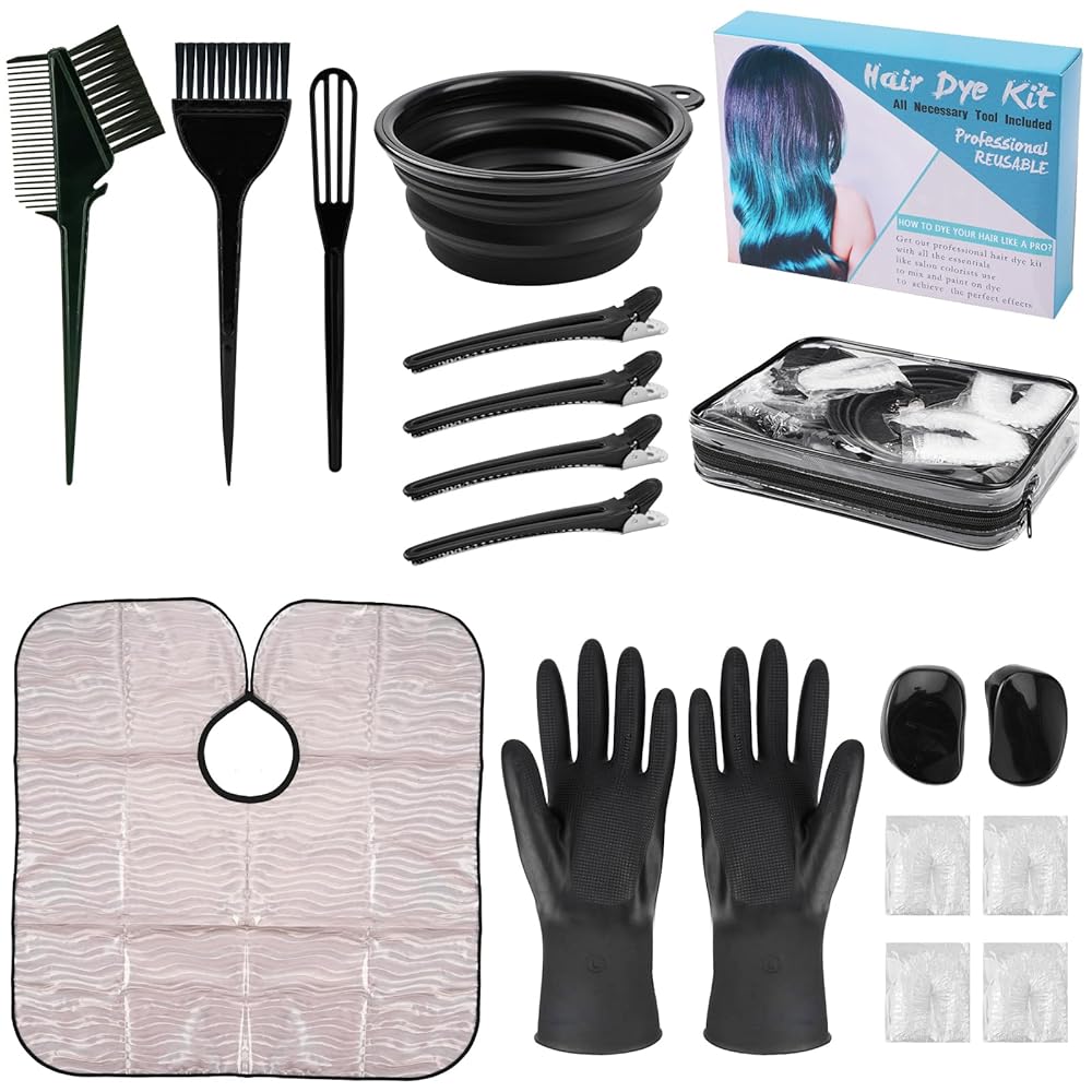 19-Piece Skilled Hair Bleach Package for At-Residence Hair Coloring, Full with Dye Brush, Coloration Bowl, Hair Clips, Applicator, and Earmuffs for Highlights and Coloring