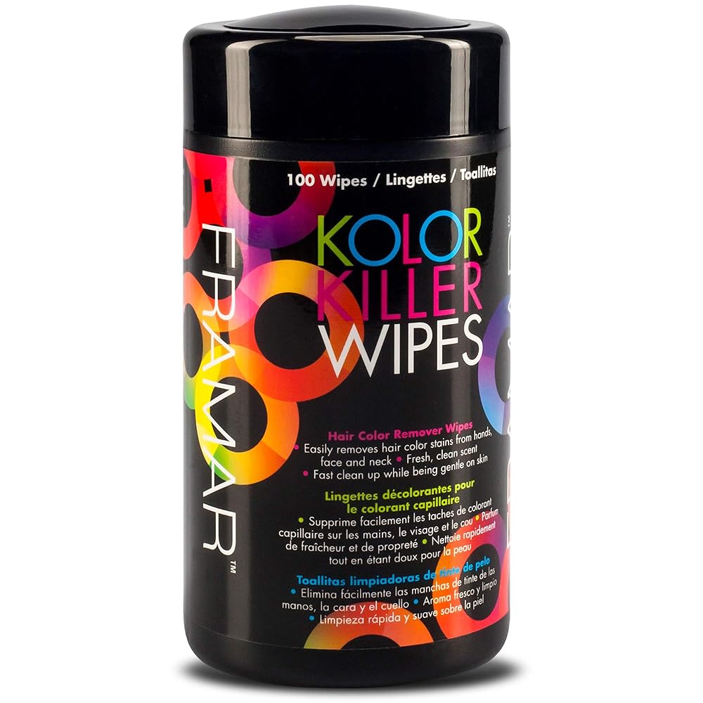 Framar Kolor Killer Wipes – Hair Dye and Coloration Remover – Dispenser of 100 Wipes