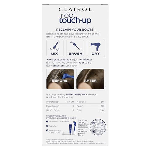 Good'n Straightforward Clairol Root Contact-Up Everlasting Hair Dye, 5 Medium Brown Shade, Single Pack