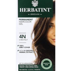 Herbatint 4N Chestnut Everlasting Hair Shade Gel, Alcohol-Free, Vegan, 100% Gray Protection – 4.56 oz