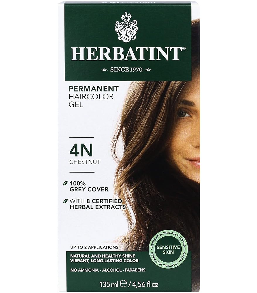 Herbatint 4N Chestnut Everlasting Hair Shade Gel, Alcohol-Free, Vegan, 100% Gray Protection – 4.56 oz