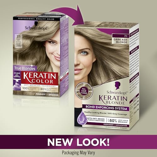 Schwarzkopf Keratin Colour Everlasting Hair Dye, 7.1 Darkish Ash Blonde, One Software - Salon-Impressed System for As much as 80% Lowered Breakage In comparison with Untreated Hair